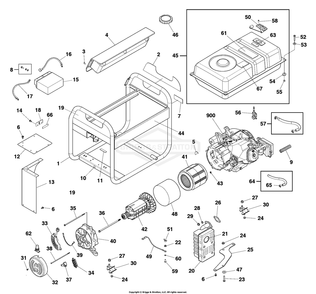 Main Unit Diagram and Parts List for 030725-00  Briggs and Stratton Generator